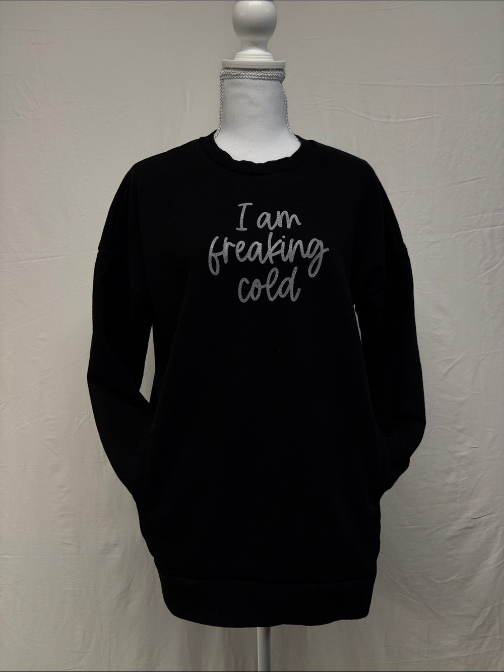 Zenana Outfitters Black Sweatshirt with Gray Script